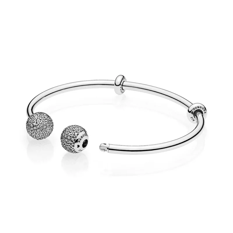 (afbeelding voor) PANDORA Open Bangle Met Verwisselbare Uiteinden Van Pavé 596438CZ - Bekijken 2