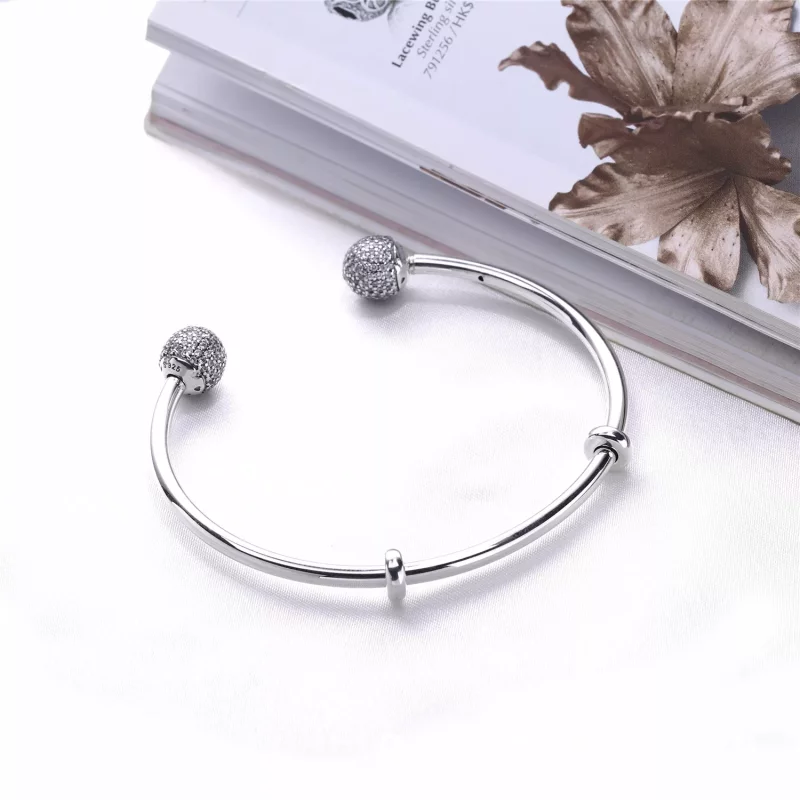 (afbeelding voor) PANDORA Open Bangle Met Verwisselbare Uiteinden Van Pavé 596438CZ - Bekijken 4