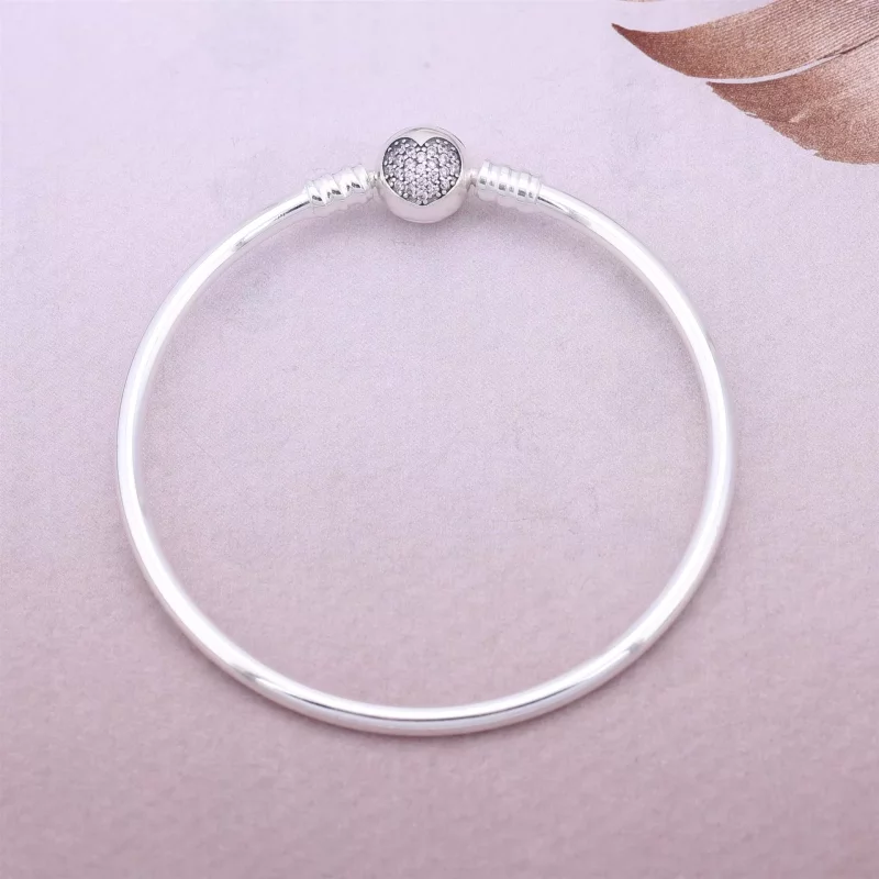 (afbeelding voor) PANDORA Silver Bangle Armband With Pink Cubic Zirconia - 590716PCZ - Bekijken 2