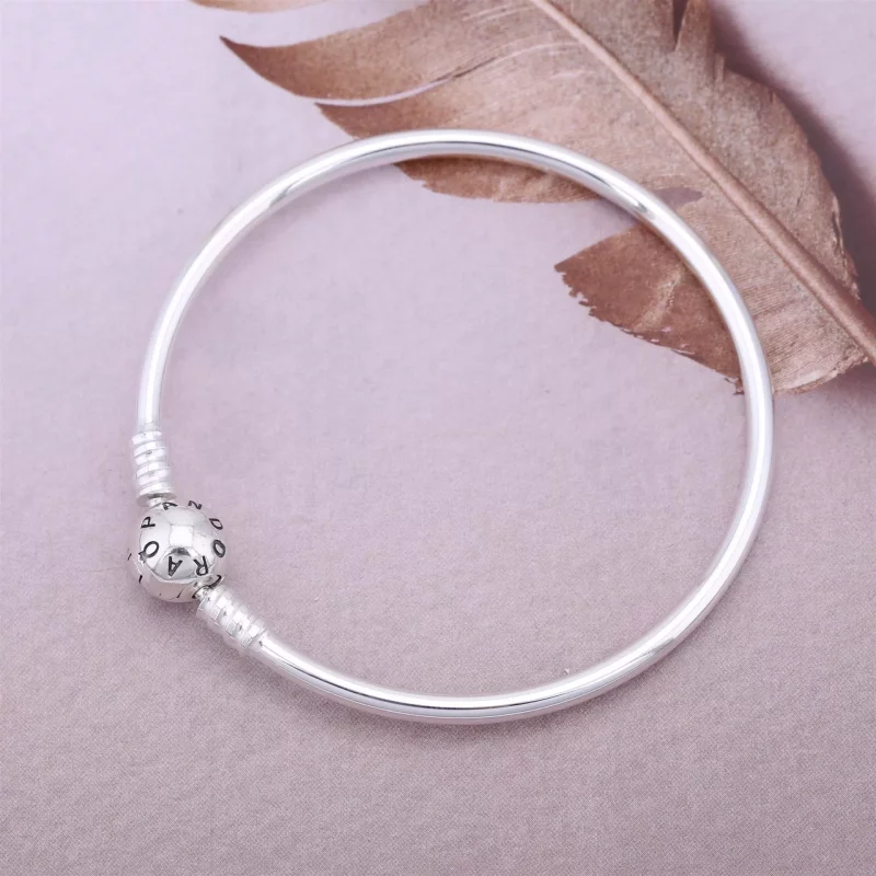 (afbeelding voor) PANDORA Silver Bangle Armband With Pink Cubic Zirconia - 590716PCZ - Bekijken 3