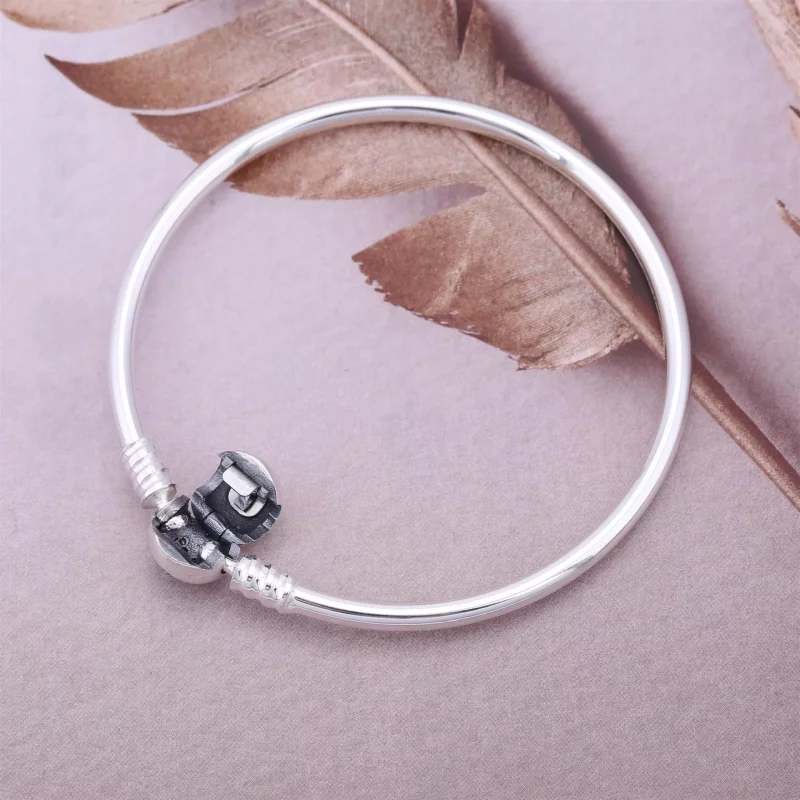 (afbeelding voor) PANDORA Silver Bangle Armband With Pink Cubic Zirconia - 590716PCZ - Bekijken 4