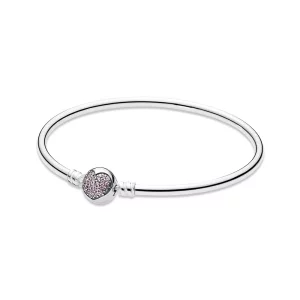 (afbeelding voor) PANDORA Silver Bangle Armband With Pink Cubic Zirconia - 590716PCZ