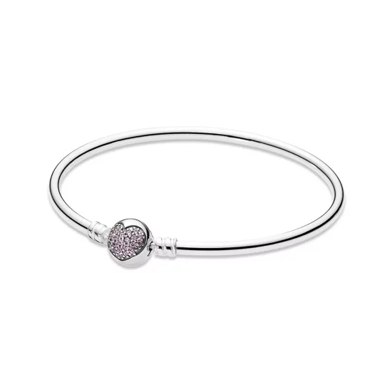 (afbeelding voor) PANDORA Silver Bangle Armband With Pink Cubic Zirconia - 590716PCZ