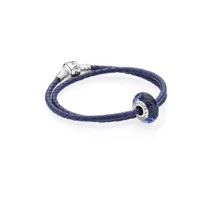 (afbeelding voor) Pandora Zilveren Blauw Dubbel Leer Armband R900167