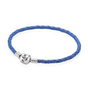 (afbeelding voor) Pandora Zilveren Blauw Enkel Leer Armband 590705Crd-B