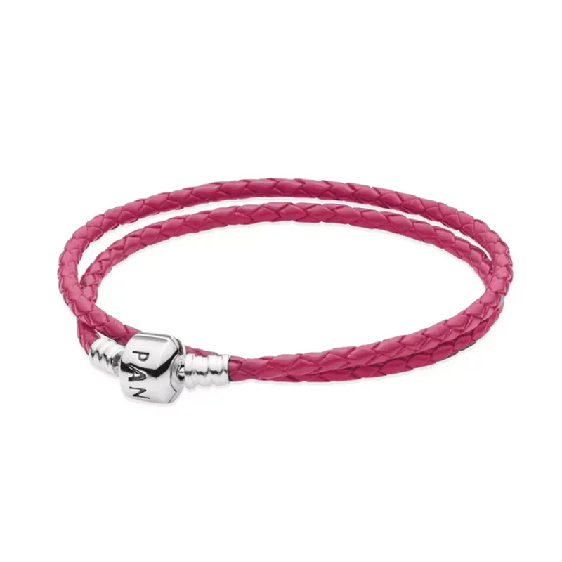 (afbeelding voor) Pandora Zilveren Dubbel Roze Leer Armband 590705Cdb-R