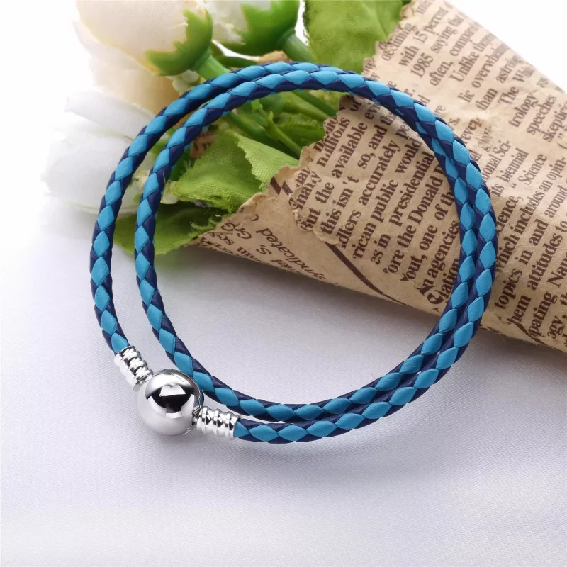 (afbeelding voor) Pandora Zilveren Gemengd Blauw Dubbele Lederen Armband 590747Cbmx-D - Bekijken 2