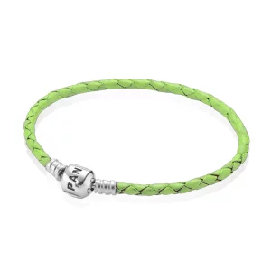 Pandora Zilveren Groen Enkel Leer Armband 590705Crd-Vt (afbeelding voor) Pandora Zilveren Groen Enkel Leer Armband 590705Crd-Vt