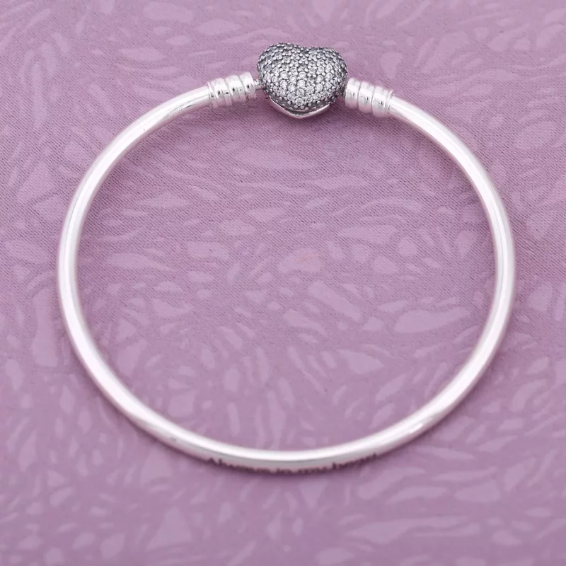 (afbeelding voor) Pandora Zilveren Momenten Altijd In Mijn Hart Bangle 590722CZ - Bekijken 2