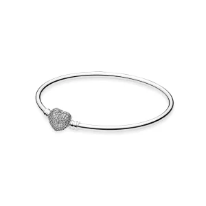 (afbeelding voor) Pandora Zilveren Momenten Altijd In Mijn Hart Bangle 590722CZ