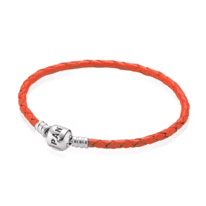 (afbeelding voor) Pandora Zilveren Oranje Enkel Leer Armband 590705Crd-R