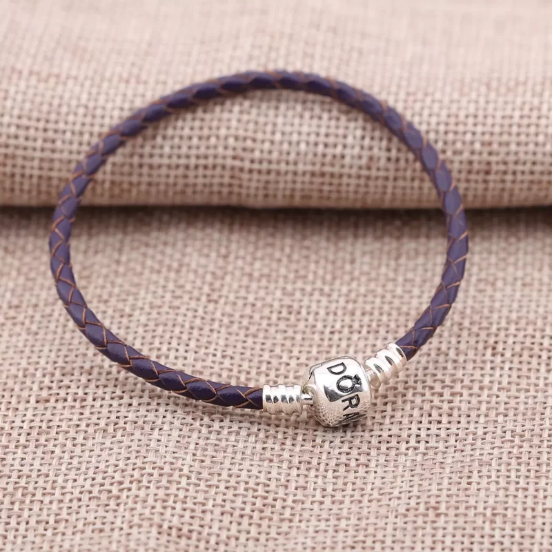 (afbeelding voor) Pandora Zilveren Paars Enkel Leer Armband 590705Crd-V - Bekijken 2