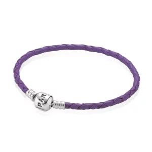 Pandora Zilveren Paars Enkel Leer Armband 590705Crd-V (afbeelding voor) Pandora Zilveren Paars Enkel Leer Armband 590705Crd-V