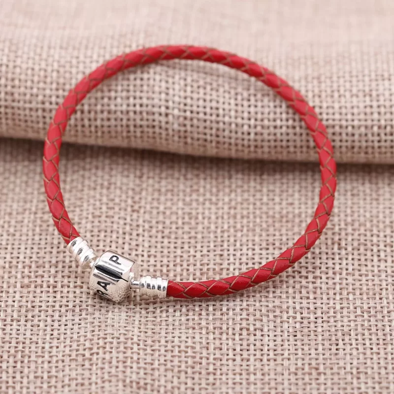 (afbeelding voor) Pandora Zilveren Rood Enkel Leer Armband 590705Crd-Ro - Bekijken 2
