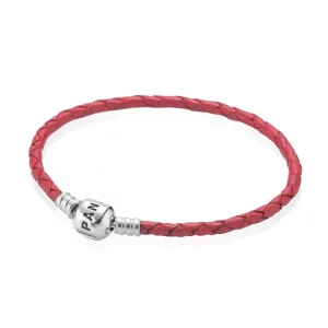 (afbeelding voor) Pandora Zilveren Rood Enkel Leer Armband 590705Crd-Ro