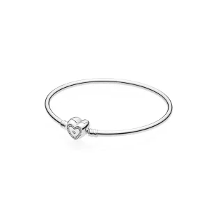 Pandora Zilveren Wishful Heart Bangle 590729CZ (afbeelding voor) Pandora Zilveren Wishful Heart Bangle 590729CZ