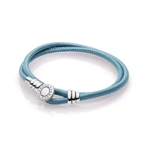 Pandora Zilveren Zwart Dubbel Leer Armband 597194Ctq-D (afbeelding voor) Pandora Zilveren Zwart Dubbel Leer Armband 597194Ctq-D