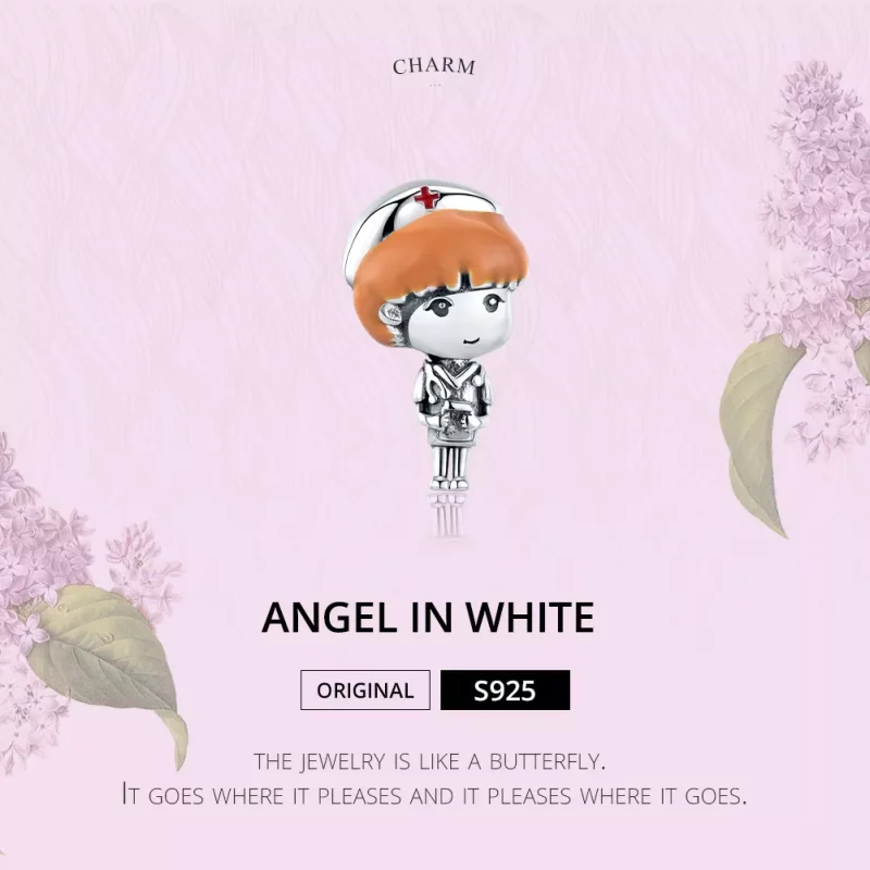 (afbeelding voor) Pandora Style Angel In White Verpleegster Rn Bedel - SCC1548 - Bekijken 6