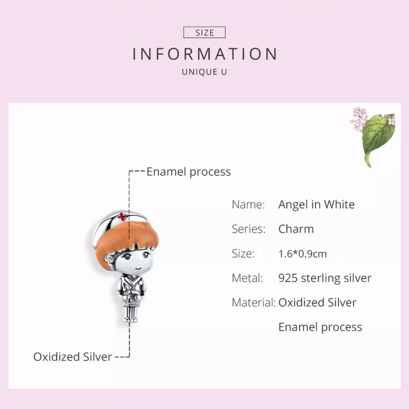 (afbeelding voor) Pandora Style Angel In White Verpleegster Rn Bedel - SCC1548 - Bekijken 7