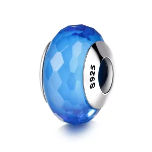 Pandora Style Blauw Facet Murano Glas Kraal Bedel - SCZ037 (afbeelding voor) Pandora Style Blauw Facet Murano Glas Kraal Bedel - SCZ037