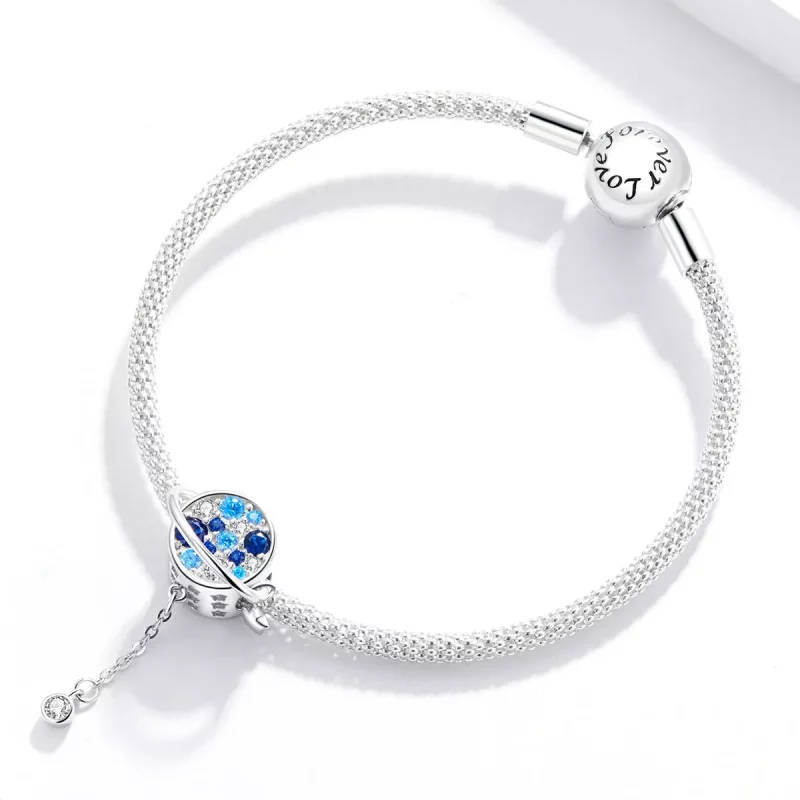 (afbeelding voor) Pandora Style Blauwe Planeet Bedel - BSC365 - Bekijken 3