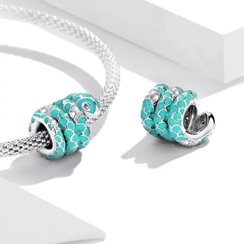 (afbeelding voor) Pandora Style Blauwe Slang Bedel - BSC576 - Bekijken 4