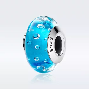 Pandora Style Blauwe trend met Muranoglas met schroefdraad Bedel - SCZ029 (afbeelding voor) Pandora Style Blauwe trend met Muranoglas met schroefdraad Bedel - SCZ029