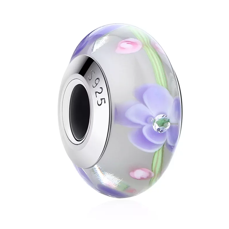 (afbeelding voor) Pandora Style Blauweregen Bloemen Murano Glas Bedel - SCZ019 - Bekijken 2