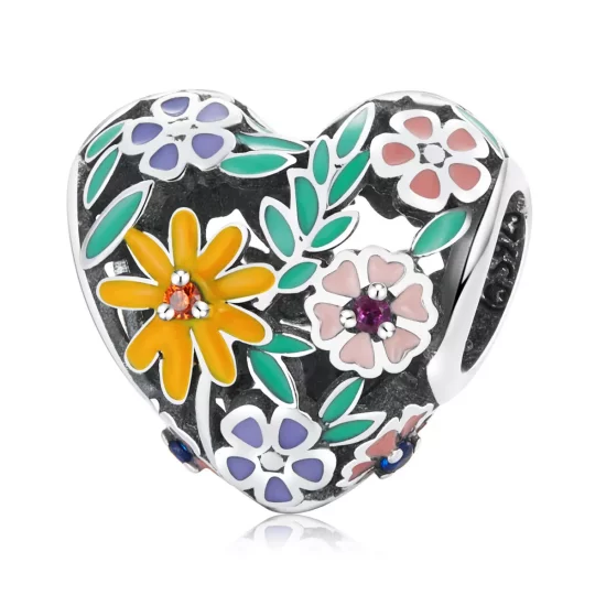 (afbeelding voor) Pandora Style Bloem Hart Bedel - BSC590