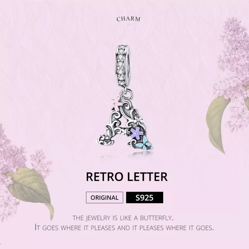 (afbeelding voor) Pandora Style Bloem Letter A Hangende Bedel - SCC1273 - Bekijken 2