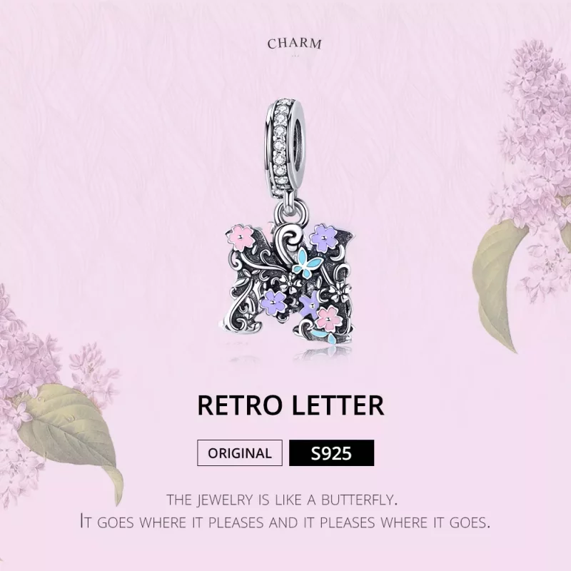 (afbeelding voor) Pandora Style Bloem Letter M Hangende Bedel - SCC1274 - Bekijken 2