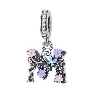 Pandora Style Bloem Letter M Hangende Bedel - SCC1274 (afbeelding voor) Pandora Style Bloem Letter M Hangende Bedel - SCC1274