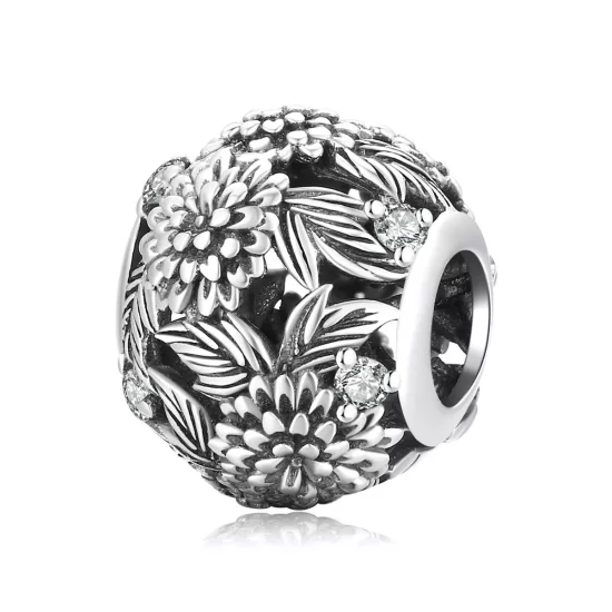 (afbeelding voor) Pandora Style Bloemen in reliëf Bedel - SCC2097