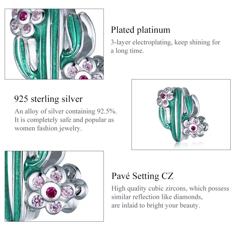(afbeelding voor) Pandora Style Cactus Bedel - BSC261 - Bekijken 7