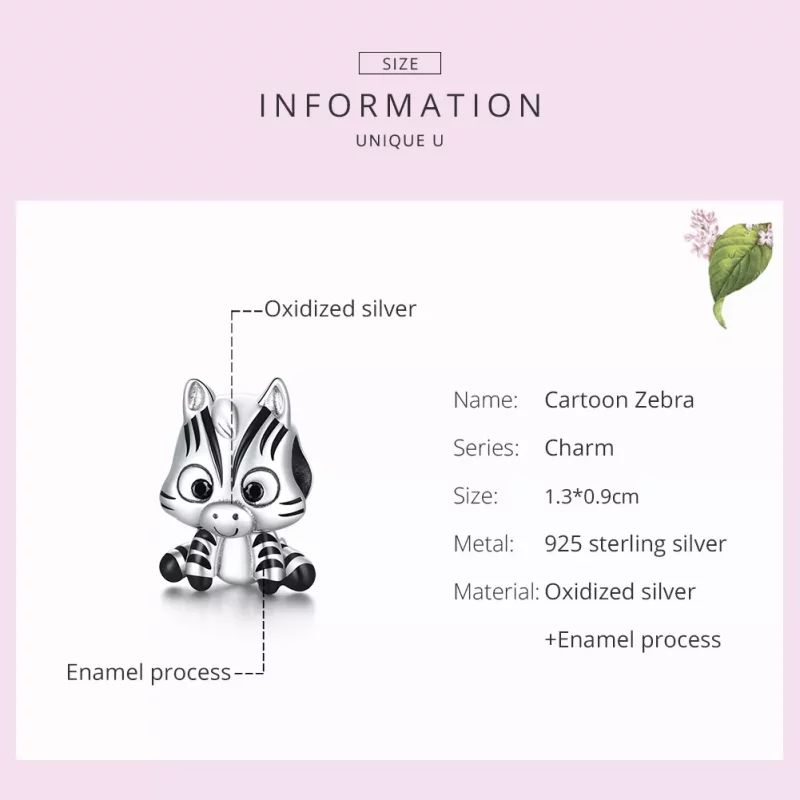 (afbeelding voor) Pandora Style Cartoon Zebra Bedel - BSC387 - Bekijken 7