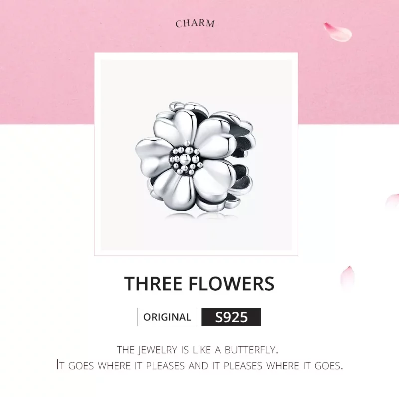(afbeelding voor) Pandora Style Drie bloemen Bedel - SCC1486 - Bekijken 5