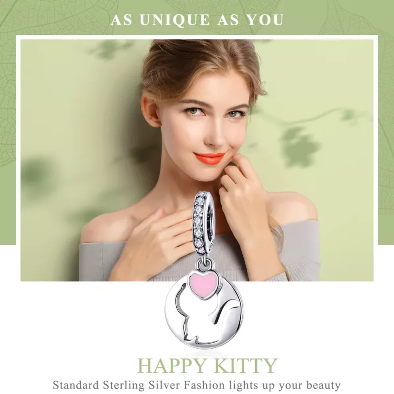 (afbeelding voor) Pandora Style Gelukkige Kitty Hangende Bedel - SCC1140 - Bekijken 2