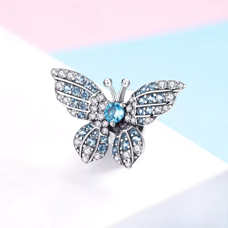 (afbeelding voor) Pandora Style Glittervlinder Bedel - BSC061 - Bekijken 2