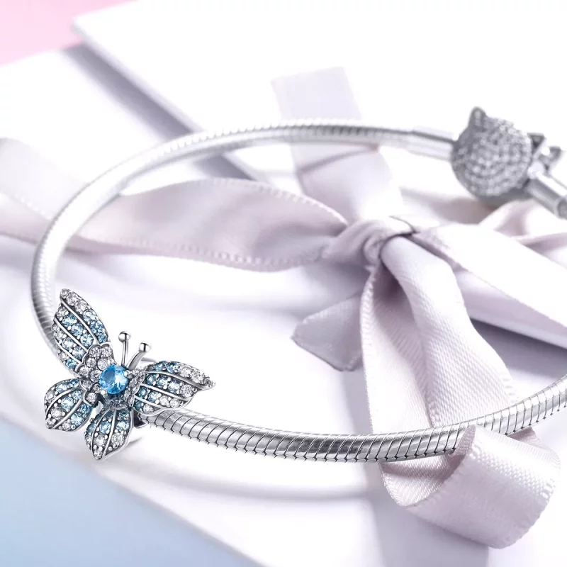 (afbeelding voor) Pandora Style Glittervlinder Bedel - BSC061 - Bekijken 3