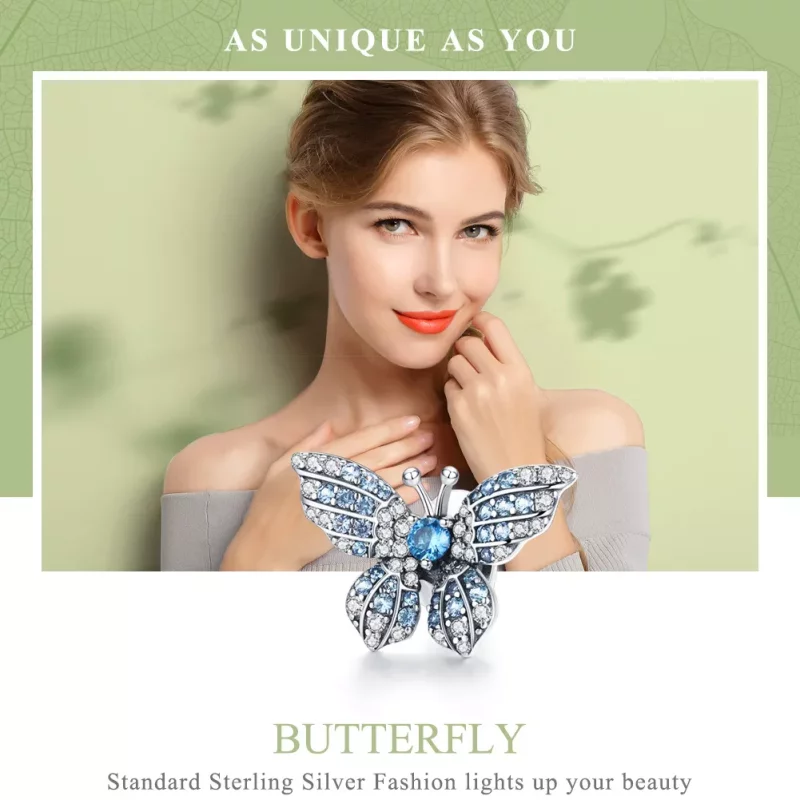 (afbeelding voor) Pandora Style Glittervlinder Bedel - BSC061 - Bekijken 6