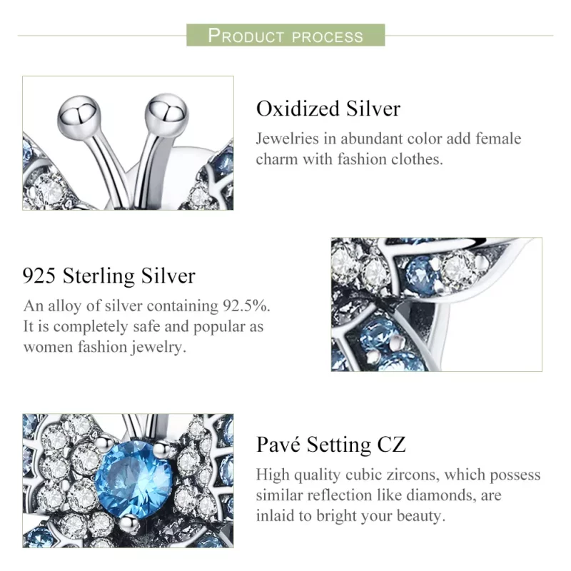 (afbeelding voor) Pandora Style Glittervlinder Bedel - BSC061 - Bekijken 7