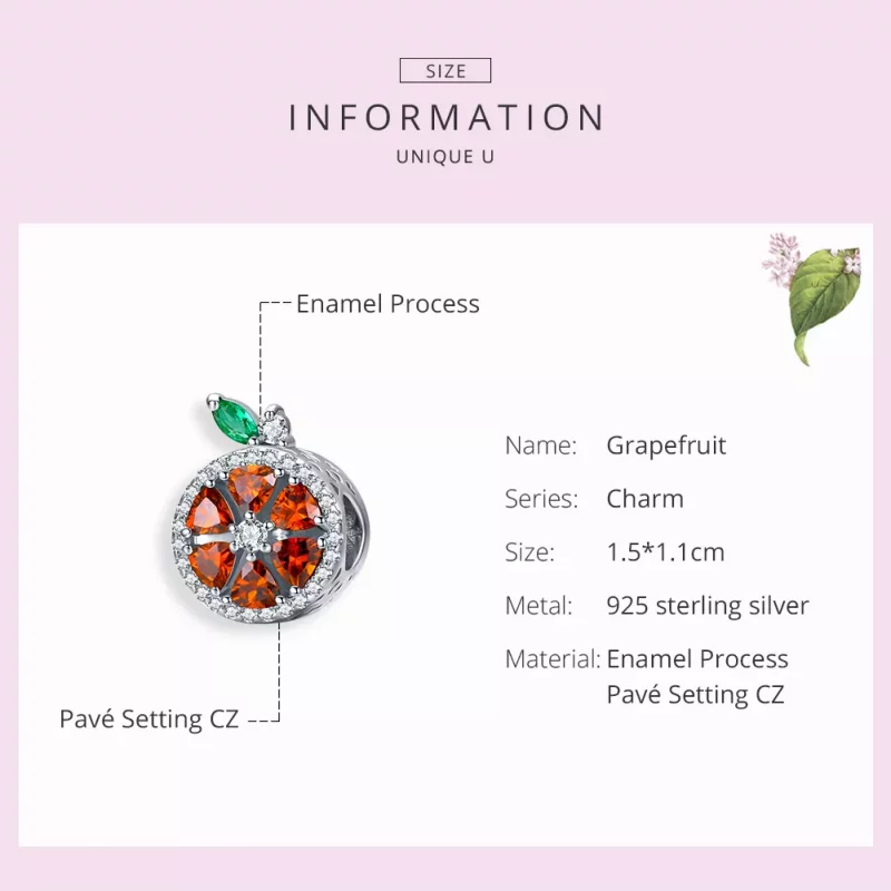(afbeelding voor) Pandora Style Grapefruit Bedel - SCC1277 - Bekijken 3