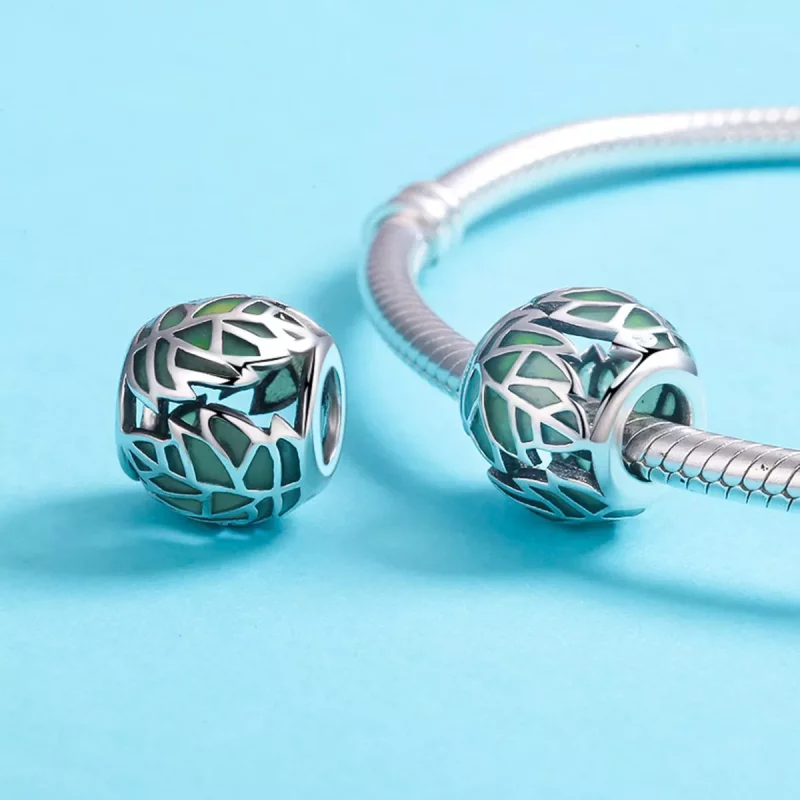 (afbeelding voor) Pandora Style Groene bladeren zijn verliefd Bedel - SCC524 - Bekijken 5