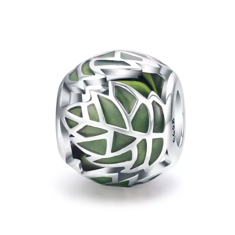 (afbeelding voor) Pandora Style Groene bladeren zijn verliefd Bedel - SCC524