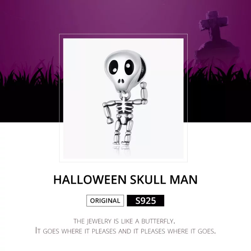 (afbeelding voor) Pandora Style Halloween Schedel Man Bedel - SCC1617 - Bekijken 6