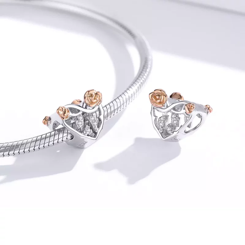 (afbeelding voor) Pandora Style Hart Met Rozen Bedel - BSC280 - Bekijken 2