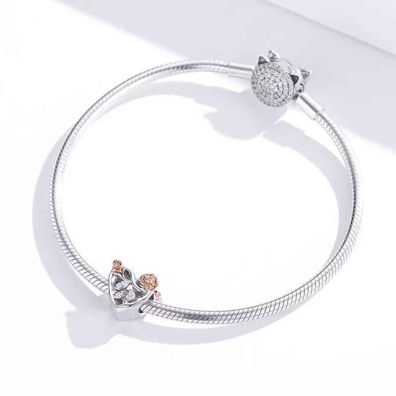(afbeelding voor) Pandora Style Hart Met Rozen Bedel - BSC280 - Bekijken 4