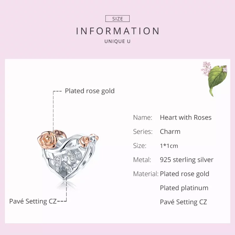 (afbeelding voor) Pandora Style Hart Met Rozen Bedel - BSC280 - Bekijken 7