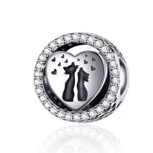 (afbeelding voor) Pandora Style Katten liefde Bedel - SCC1188