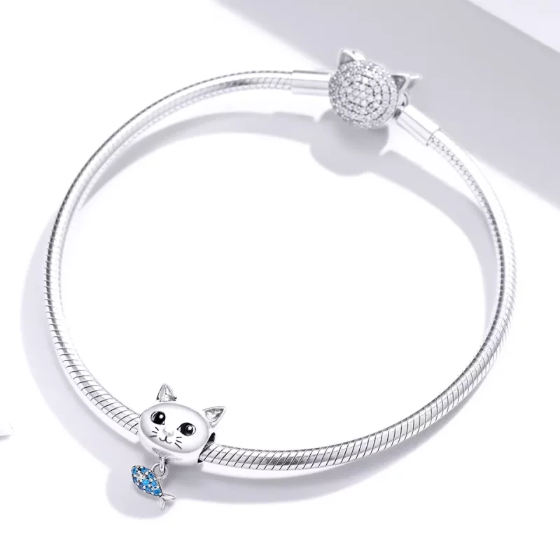 (afbeelding voor) Pandora Style Kitty Met Vis Bedel - BSC226 - Bekijken 3